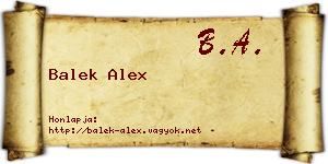 Balek Alex névjegykártya